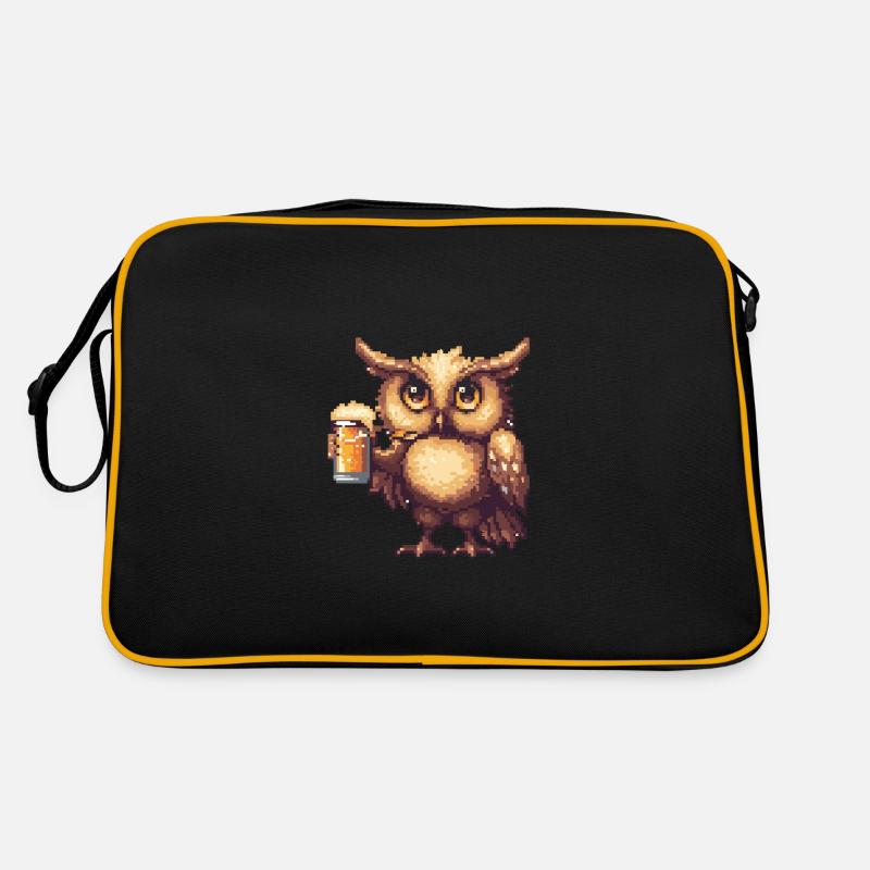 Eule Bier Pixel Retro Tasche
