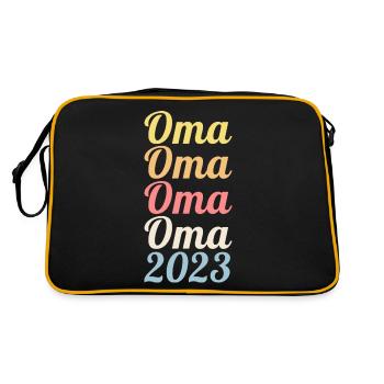 Großmutter 2023 Schwanger Werdende Oma - Retro Tasche - Schwarz/Gold - Hinten
