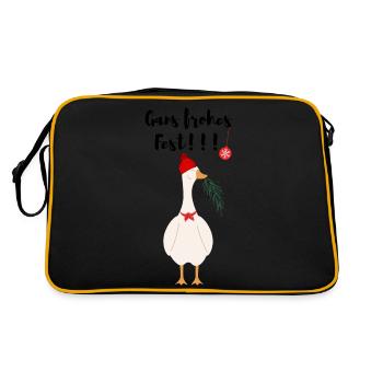 Gans frohes Fest - Retro Tasche - Schwarz/Gold - Hinten