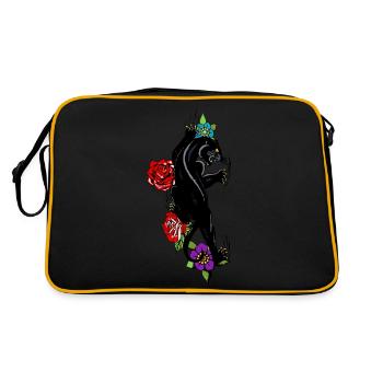 panthere noire tattoo old school fleur rose - Sac Retro - noir/or - Dos