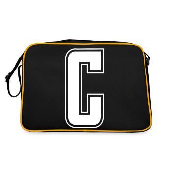 Buchstabe C Initiale Sport Cheerleading Monogram - Retro Tasche - Schwarz/Gold - Hinten