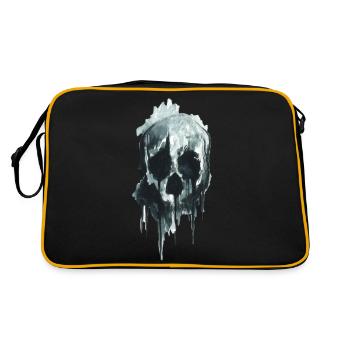 Düsterer Aquarell Totenkopf - Retro Tasche - Schwarz/Gold - Hinten