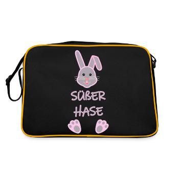 Süßer Hase - Retro Tasche - Schwarz/Gold - Hinten