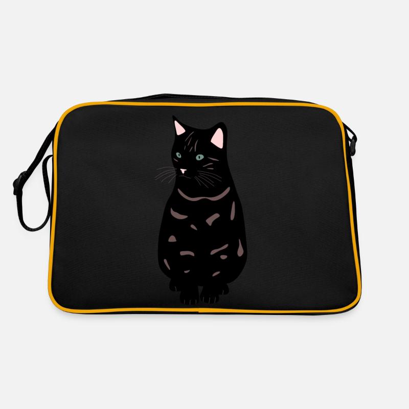 schwarze Katze Retro Tasche