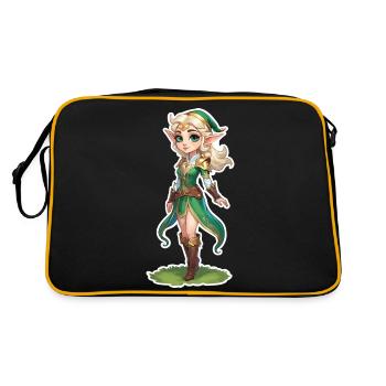 Elf Fantasy Illustration - Retro Bag - black/gold - Back
