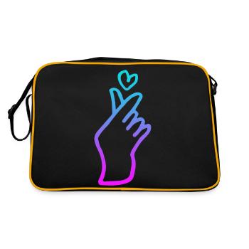 Kpop Hand Sign Heart - Retro Bag - black/gold - Back