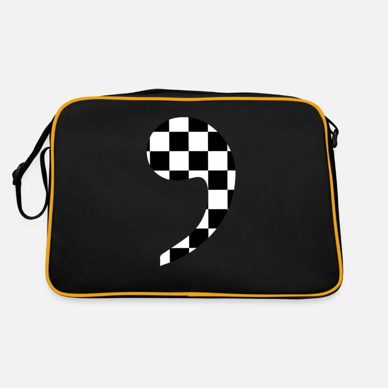 trendige karierte Komma-Geschenkidee Interpunktion Retro Tasche