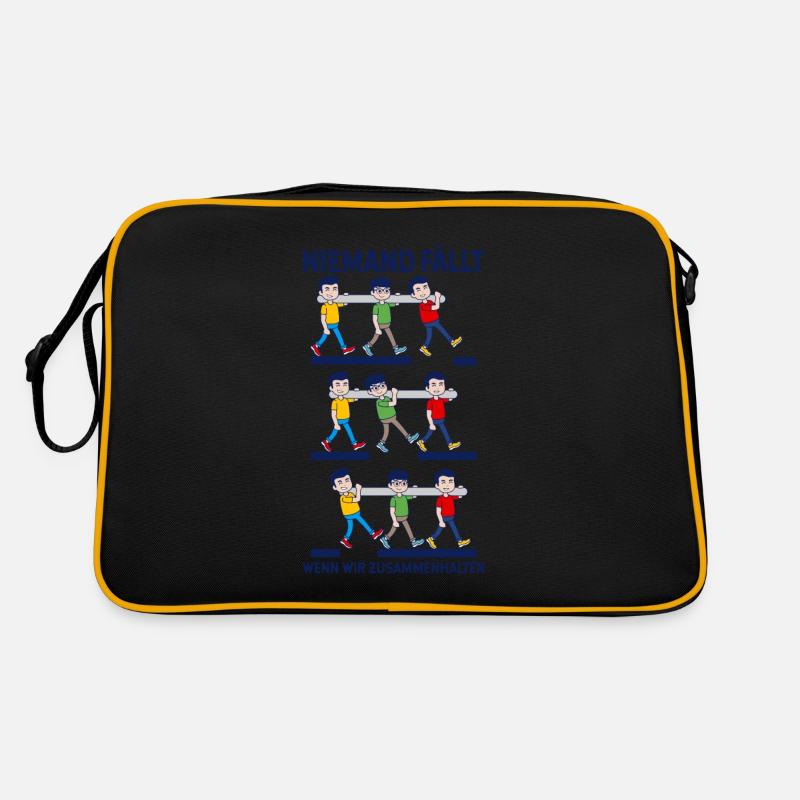 Teamarbeit Teamwork Gruppenarbeit Teamfähig Spruch - Retro Tasche - Schwarz/Gold