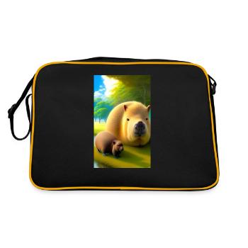 Portrait comique d’un Capybara Wasserschwein - Sac Retro - noir/or - Dos