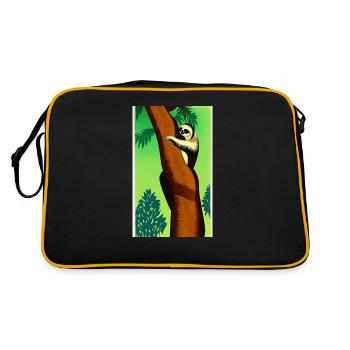 Comic Drawing Sloth (in german Faultier) Folivora - Retro Bag - black/gold - Back
