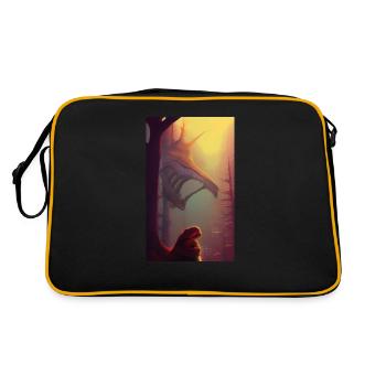 Creepy Horror Comic Alien on a strange planet land - Retro Bag - black/gold - Back