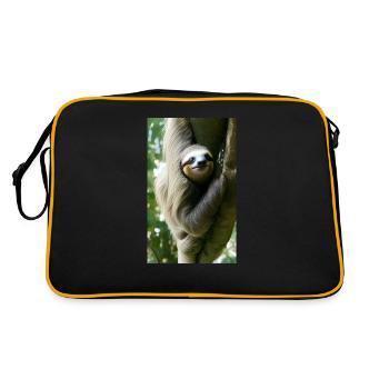 Sloth (in german Faultier) Folivora - Retro Bag - black/gold - Back