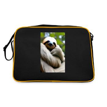 Sloth (in german Faultier) Folivora - Retro Bag - black/gold - Back