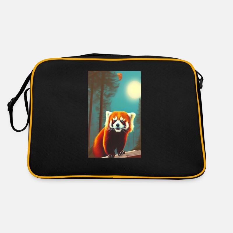 Panda roux Roter Panda, Katzenbär Feuerfuchs - Sac Retro - noir/or