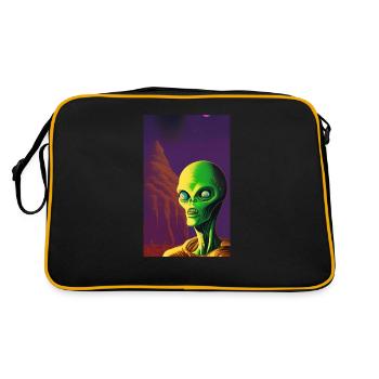 Creepy Horror Comic Alien on a strange planet - Retro Bag - black/gold - Back