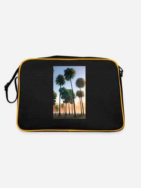 Paysage de palmiers de plage de Los Angeles - Sac Retro - noir/or - Dos