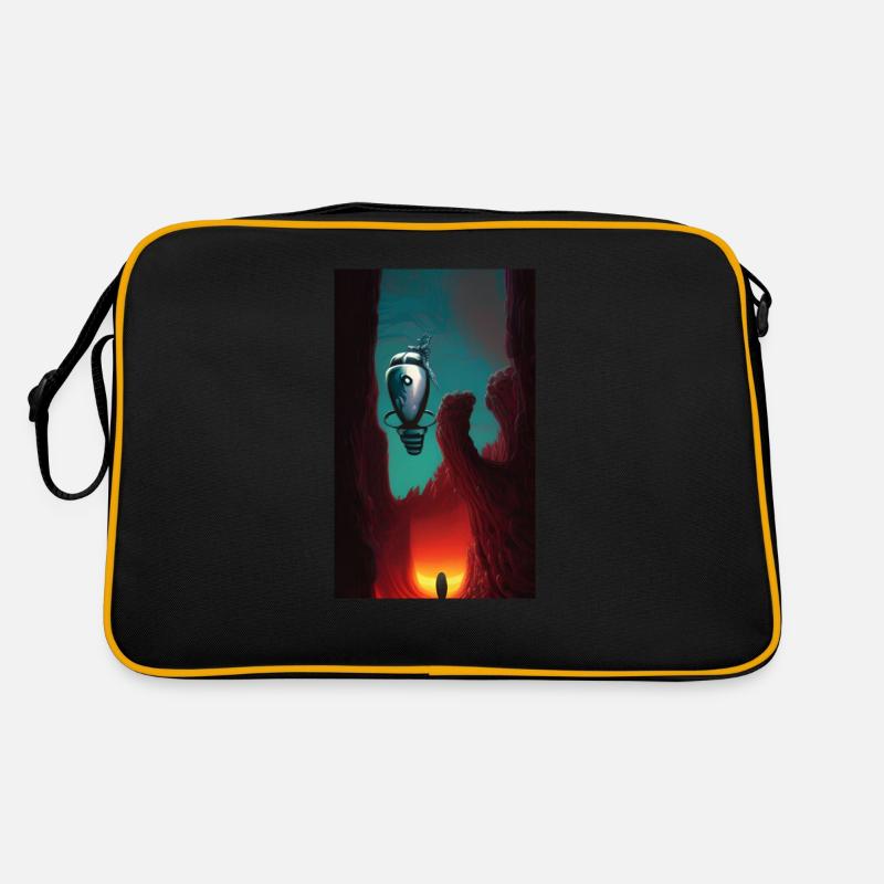 Creepy Comic robot spaceship Alien on a strange Retro Bag