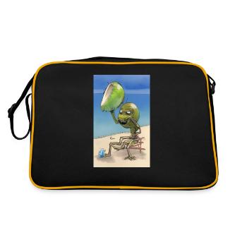 Crazy Comic Alien sur une plage avec un espace cocotier - Sac Retro - noir/or - Dos