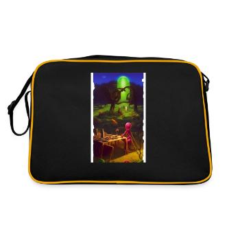 Creepy Horror Comic Alien on a strange planet - Retro Bag - black/gold - Back