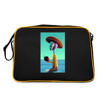 Crazy Comic Alien sur une plage avec un espace cocotier - Sac Retro - noir/or - Dos