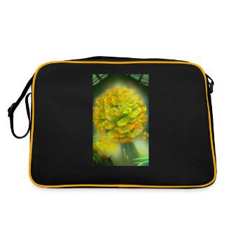 Blooming fantasy alien flower on a strange planet - Retro Bag - black/gold - Back