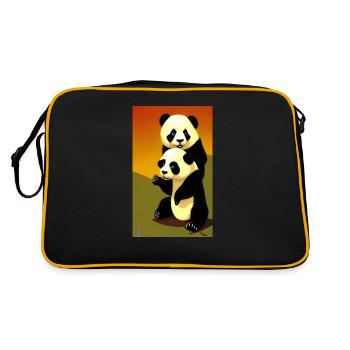 Panda cool portrait drawing close-up cool - Retro Bag - black/gold - Back