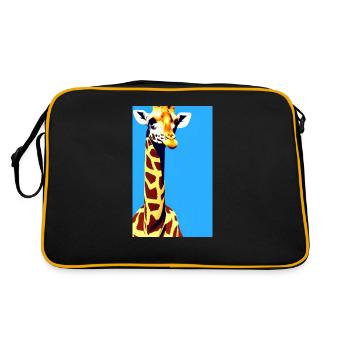 Comic Cartoon Zeichnung Giraffe Giraffa - Retro Tasche - Schwarz/Gold - Hinten