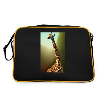 Comic Cartoon Drawing Giraffe Giraffa - Retro Bag - black/gold - Back