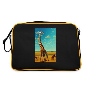 Coole Comic Zeichnung Giraffe Giraffa - Retro Tasche - Schwarz/Gold - Hinten