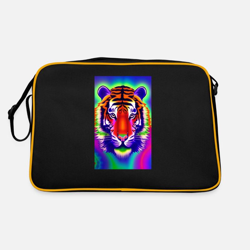 Psychedelischer Tiger - Retro Tasche - Schwarz/Gold