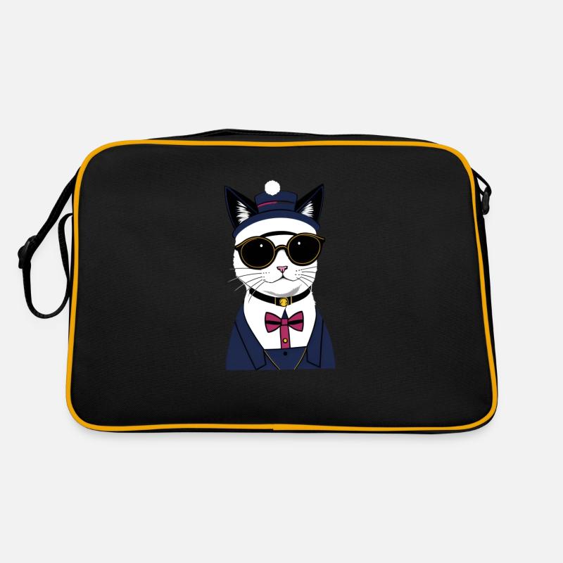 Coole Katze mit Brille Retro Tasche