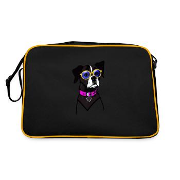 Chien cool avec des lunettes - Sac Retro - noir/or - Dos