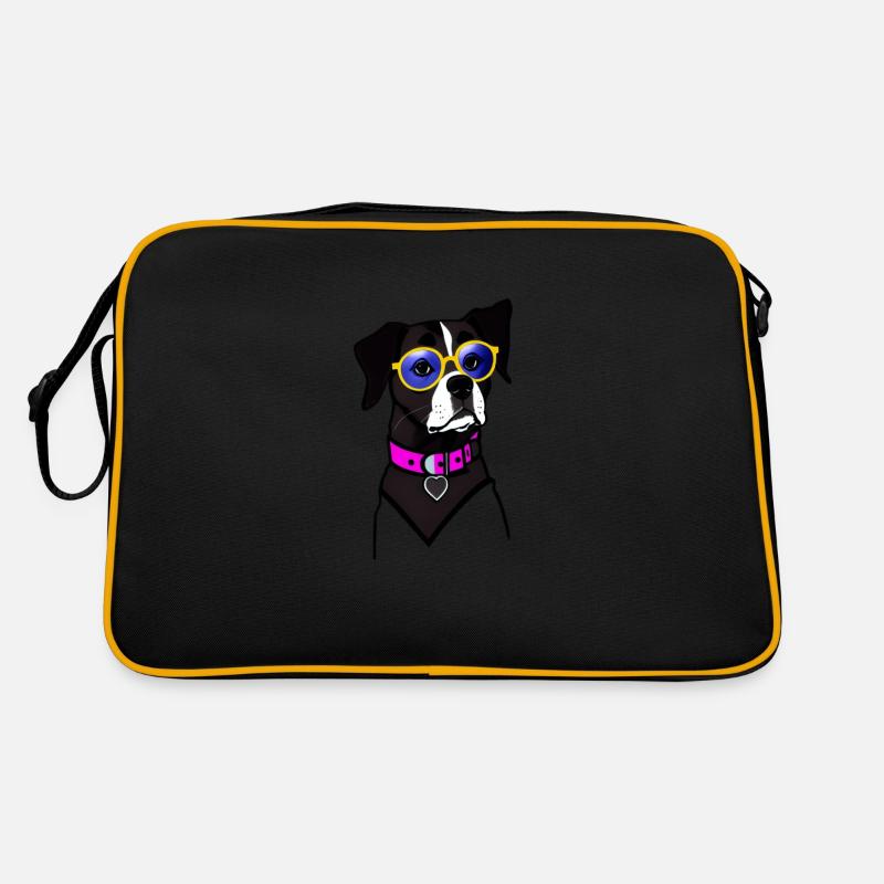 Cooler Hund mit Brille Retro Tasche