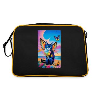Lovely Cat - Retro Tasche - Schwarz/Gold - Hinten