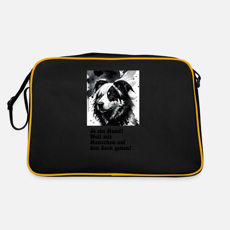 Hund Menschen - Retro Tasche - Schwarz/Gold