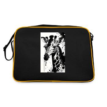 Giraffe: Sanfte Riesen - Retro Tasche - Schwarz/Gold - Hinten