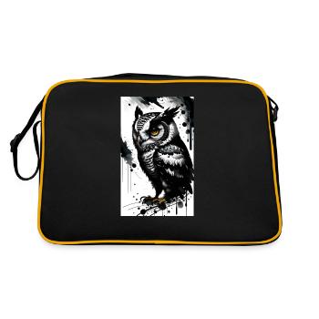 Mystische Eule der Nacht - Einzigartiges Tierdesig - Retro Tasche - Schwarz/Gold - Hinten