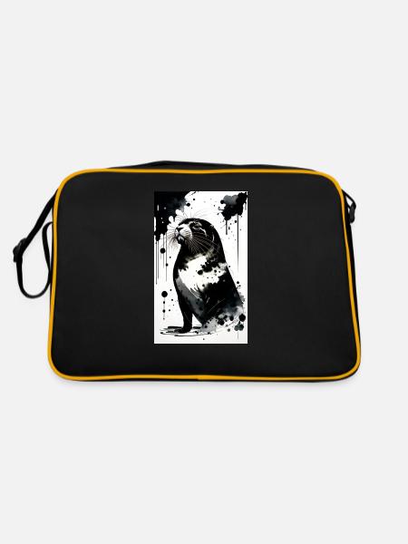 Adorable seal delight - Retro Bag - black/gold - Back