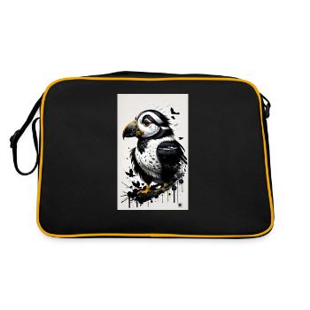 Mignon bébé pingouin - Sac Retro - noir/or - Dos