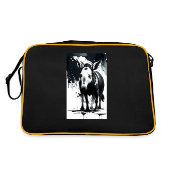 Niedliches Erdferkel - Retro Tasche - Schwarz/Gold - Hinten