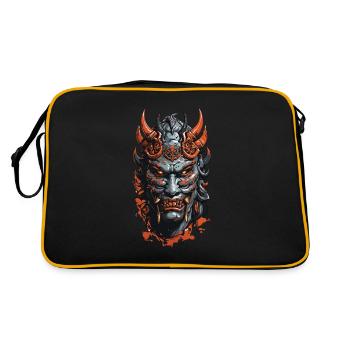 Demonic Oni Mask Halloween Horror Design - Retro Bag - black/gold - Back