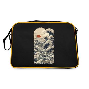 Ukiyo-E Wave Vintage Japon Streetwear - Sac Retro - noir/or - Dos