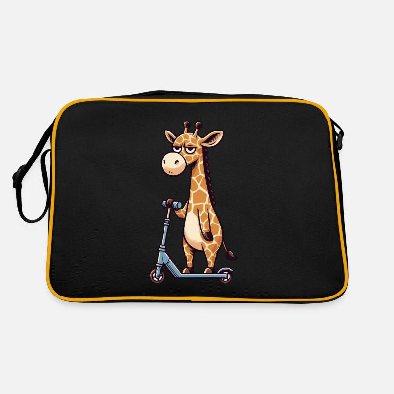 Mürrische Giraffe auf Kickroller Comic Retro Tasche