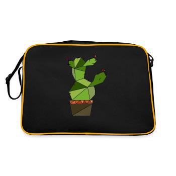 Kaktus geometrisch - Retro Tasche - Schwarz/Gold - Hinten