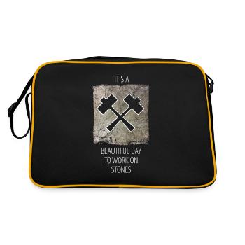 Stonemason Stone Sculptor Saying - Retro Bag - black/gold - Back