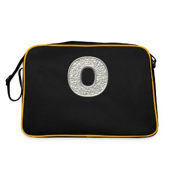 O, letter, letter O, initial, initial O, monogram, - Retro Tasche - Schwarz/Gold - Hinten