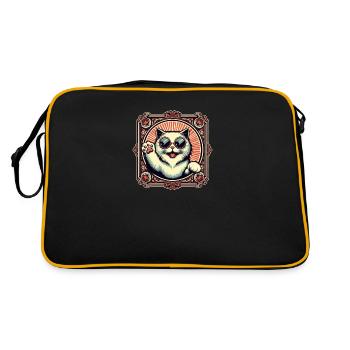 Waving Cat - Retro Bag - black/gold - Back