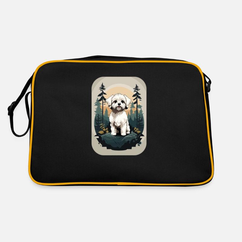 Bichon Havanese Dog in the Forest Retro Bag