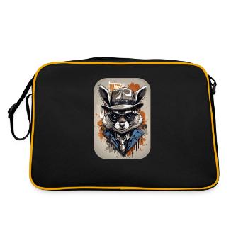 Waschbär Gangster Alte Schule - Retro Tasche - Schwarz/Gold - Hinten