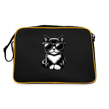 Chat mignon avec des lunettes - Sac Retro - noir/or - Dos